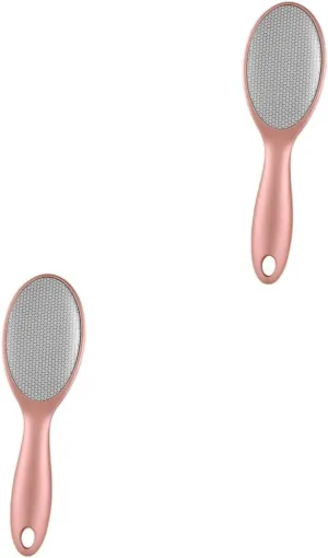 2pcs Double Sided Foot File Rose Gold Foot Scrub Care Tool for Dead Skin Removal Professional Pedicure Scrubber for Home and Salon Use