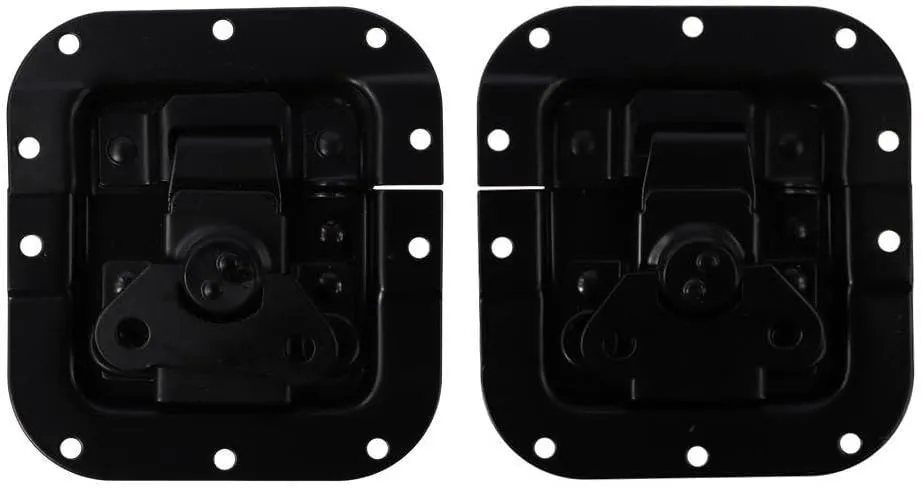 2Pcs Spring Loaded Recessed Latch, Heavy Duty 10 Hole Medium Turn Twist Latch, Replacement for Road Flight Case, Black