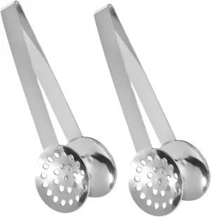 2Pcs Stainless Steel Tea Bag Tongs Multi Purpose Kitchen Tool for Tea Leaves Ice Cubes and Sugar Cubes Easy to Clean and Lightweight Design for Home and Travel Use