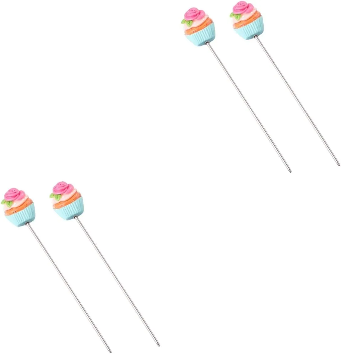 2sets 2pcs Stainless Steel Cake Tester with Slip Grip for Baking Chic Biscuits Test Needle for Cake Bread Muffin Testing Green Leaf Rose Pattern 2pcs*2