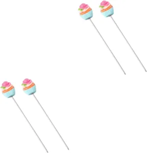 2sets 2pcs Stainless Steel Cake Tester with Slip Grip for Baking Chic Biscuits Test Needle for Cake Bread Muffin Testing Green Leaf Rose Pattern 2pcs*2