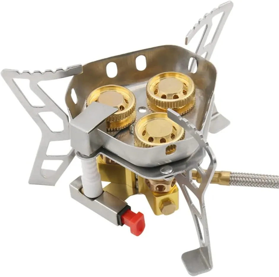 3-Core Camping Stove 6800W High Power Gases Windproof Backpacking Stove with Adjustable Valve for Outdoor Cooking Camping Picnic Hiking