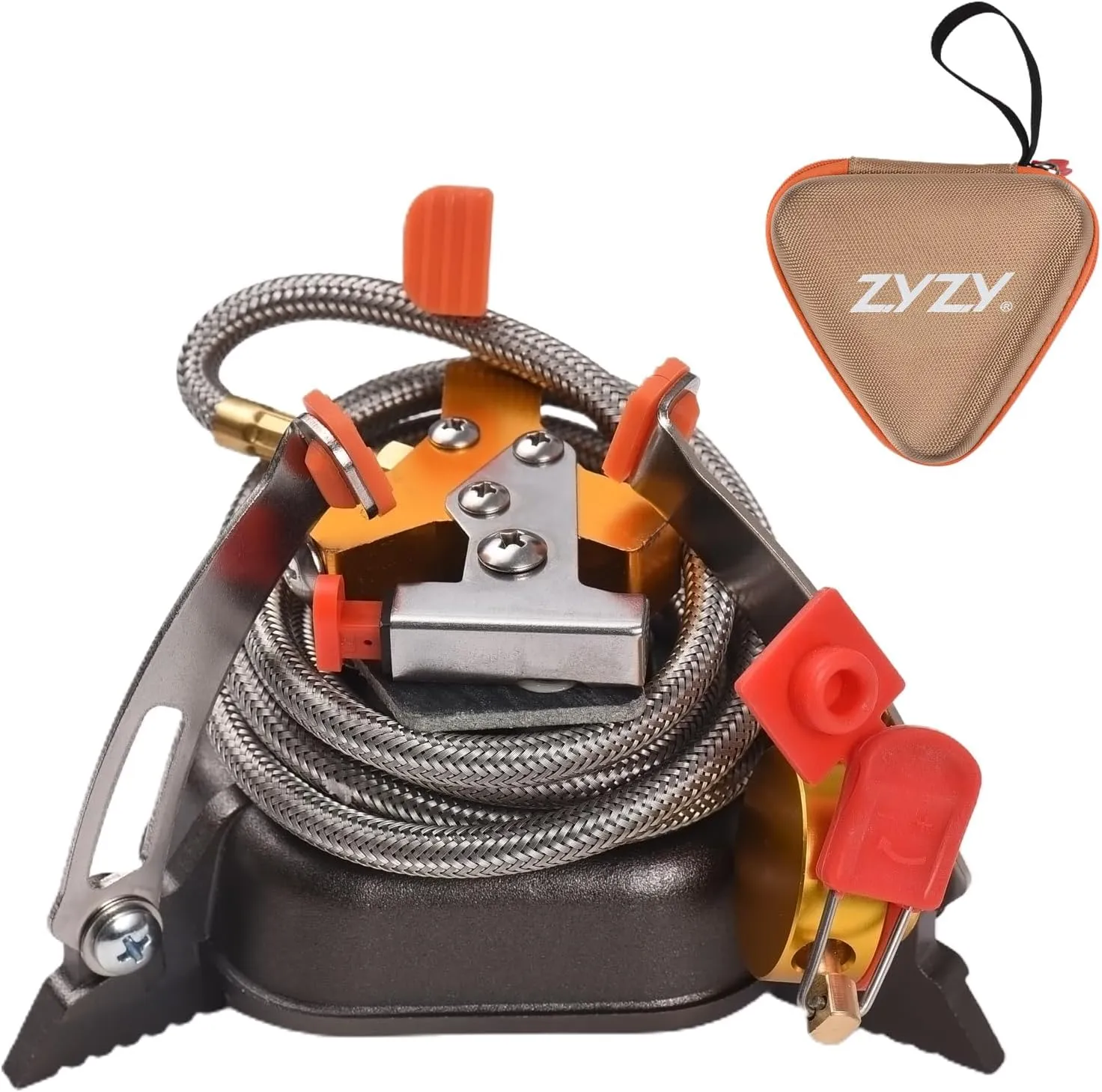 3-Core Stove 6800W Hiking Gas Stove Propane Butane Stove with Piezo Ignition,Foldable Stove, Grey
