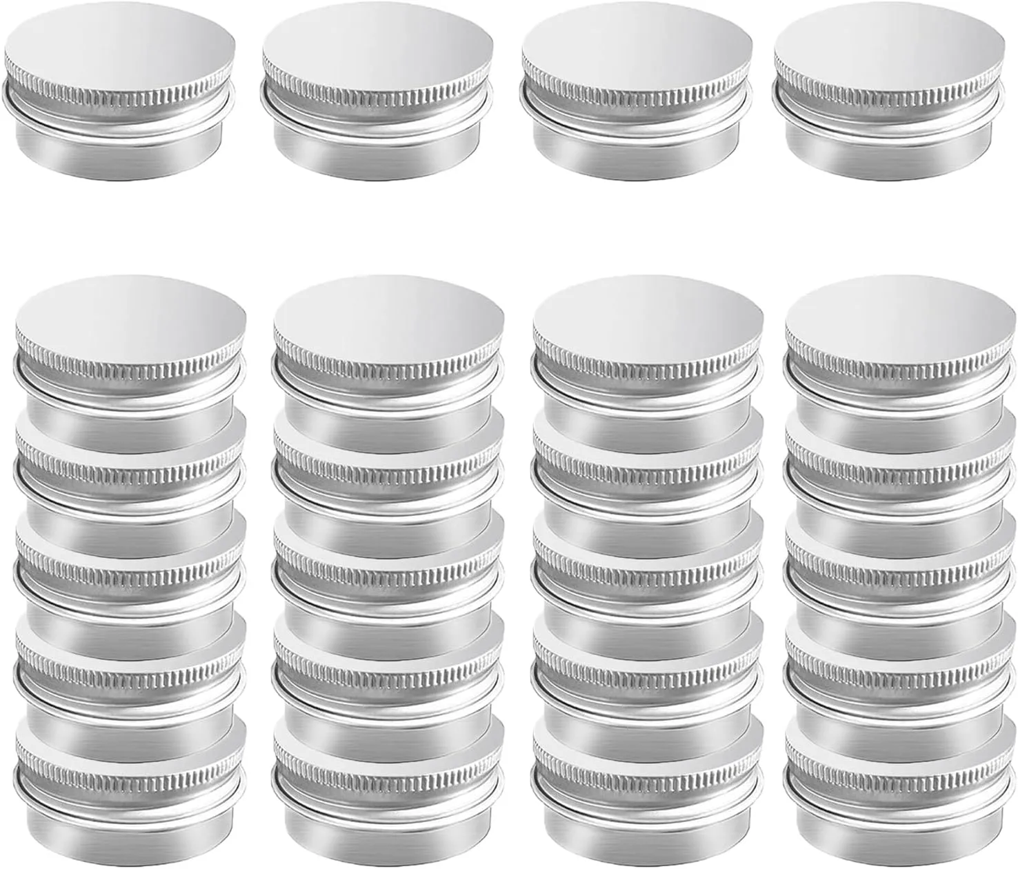 30 Pack 1 oz Aluminum Tin Jar with Screw Lid 30 ml Round Refillable Containers