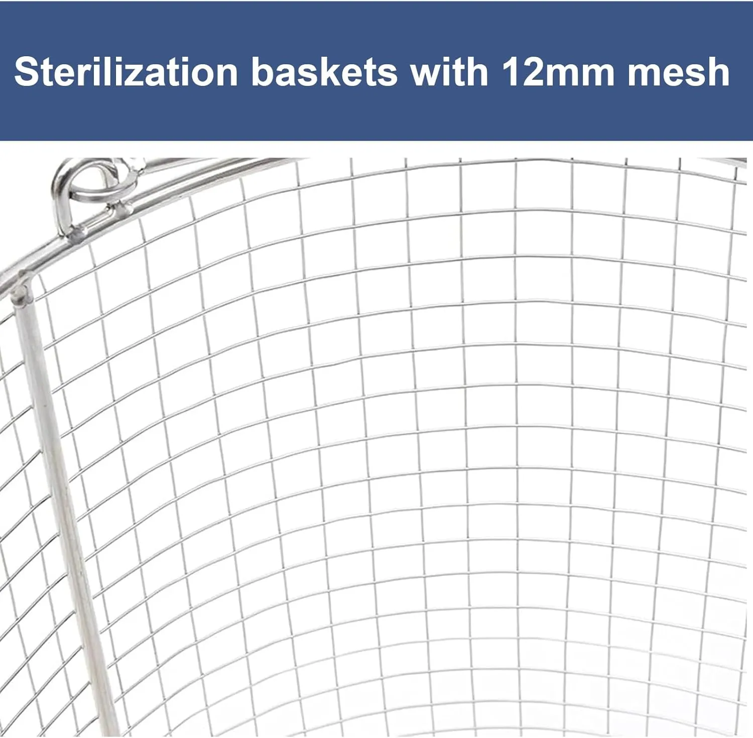 304 Stainless Steel Round Sterilization Basket with Handle, Round Sterilization Baskets, Ultrasonic Cleaning, Laboratory, Dental Use(30x30x20cm/11.8x11.8x7.9in)