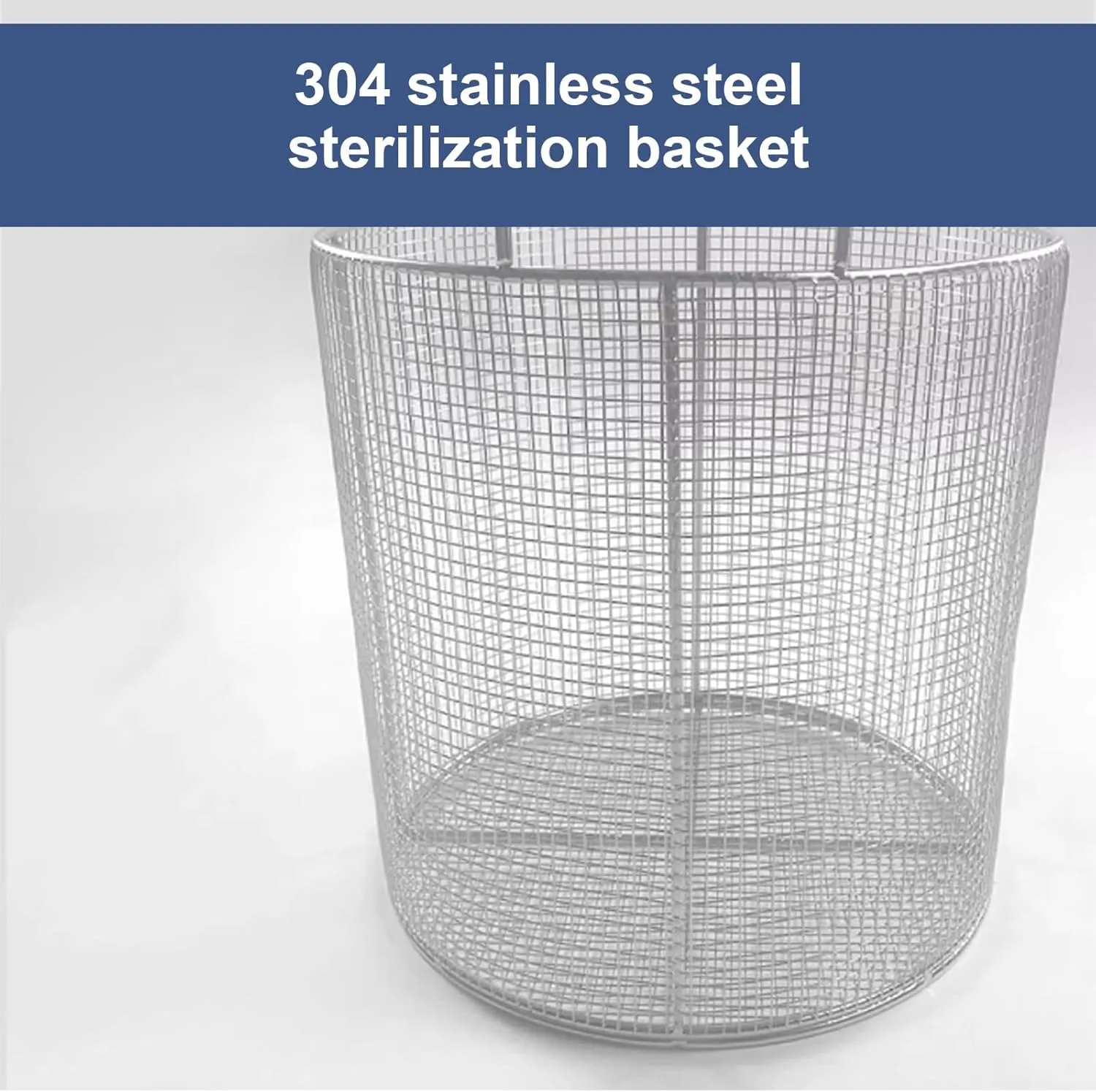 304 Stainless Steel Round Sterilization Basket with Handle, Round Sterilization Baskets, Ultrasonic Cleaning, Laboratory, Dental Use(30x30x20cm/11.8x11.8x7.9in)
