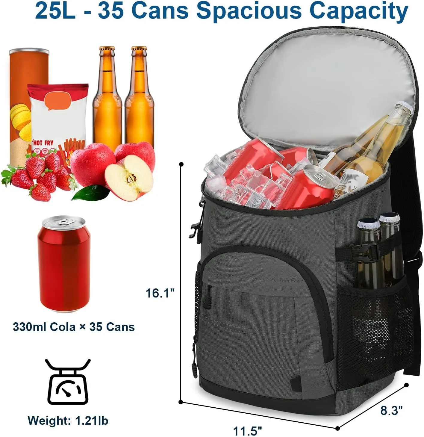 35 Cans Insulated Backpack Cooler for Men, Leak Proof Camping Beach Cooler Backpack Portable Soft Sided Cooler Bag Waterproof Travel Hiking Picnic Fishing Lunch Coolers