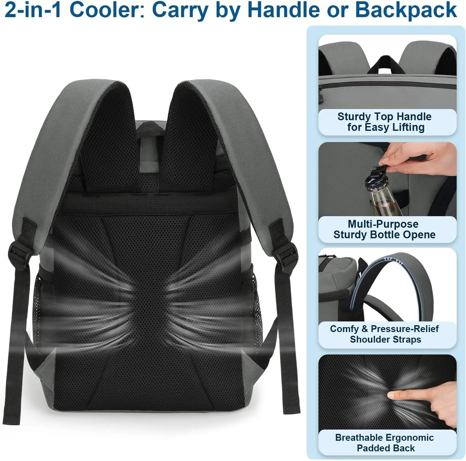 35 Cans Insulated Backpack Cooler for Men, Leak Proof Camping Beach Cooler Backpack Portable Soft Sided Cooler Bag Waterproof Travel Hiking Picnic Fishing Lunch Coolers