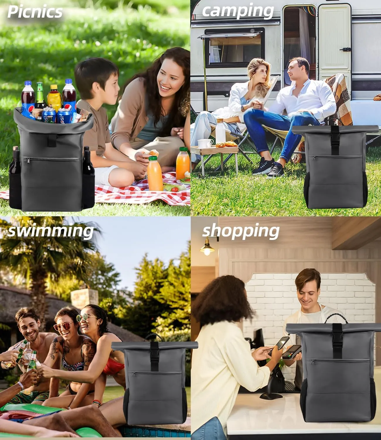 35/45 Cans Cooler Backpack, Thermo Cooler Bag with Bottle Opener for Picnic, Camping, Beach, Hiking, Travel, and Shopping