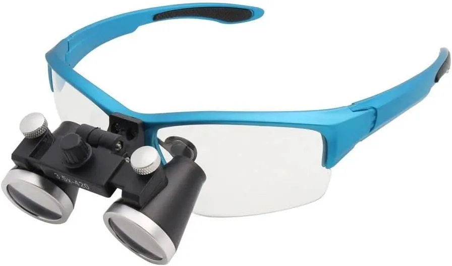 3.5X 420mm Binocular Loupes Headlight 5W Headlamp Medical Optical Glass Magnifier Medical Operation Loupe (Blue)