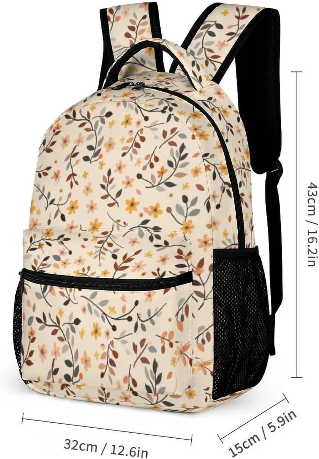 3PCS Backpack with Lunch Box & Pen Case, 16.2 Inch Ergonomic Straps Backpack, Cute College Backpack for Traveling Daypack