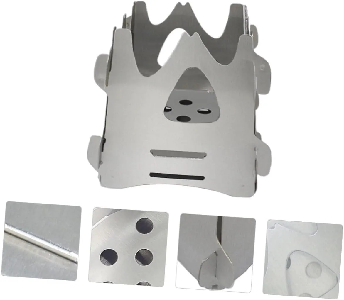3Pcs Wood Burning Camping Stove Stainless Steel Foldable Portable Backpacking Stove/Sier/7.45 * 7.45Cm