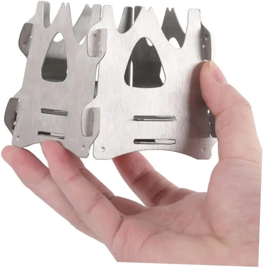 3Pcs Wood Burning Camping Stove Stainless Steel Foldable Portable Backpacking Stove/Sier/7.45 * 7.45Cm