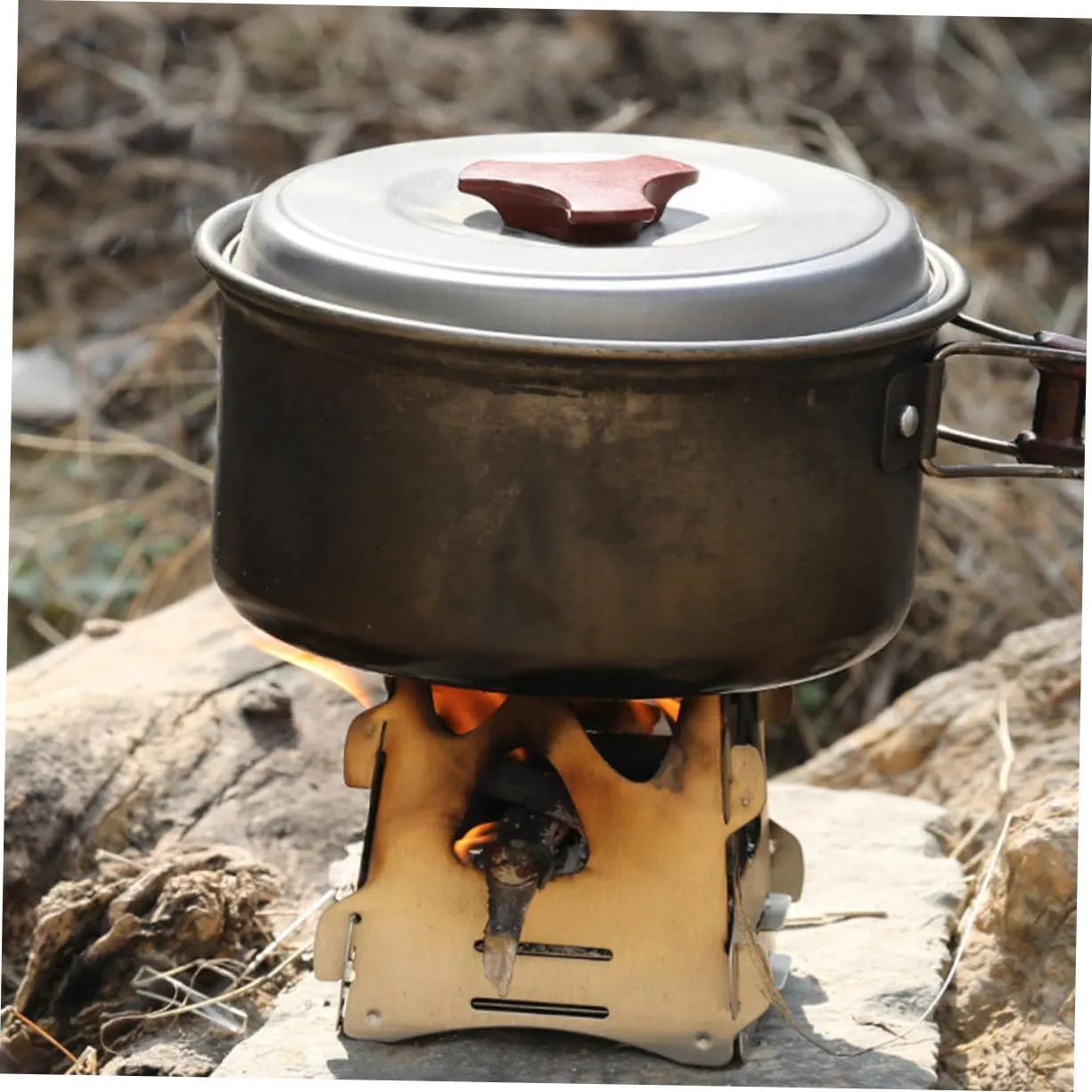 3Pcs Wood Burning Camping Stove Stainless Steel Foldable Portable Backpacking Stove/Sier/7.45 * 7.45Cm
