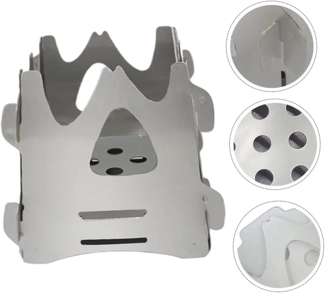 3Pcs Wood Burning Camping Stove Stainless Steel Foldable Portable Backpacking Stove/Sier/7.45 * 7.45Cm