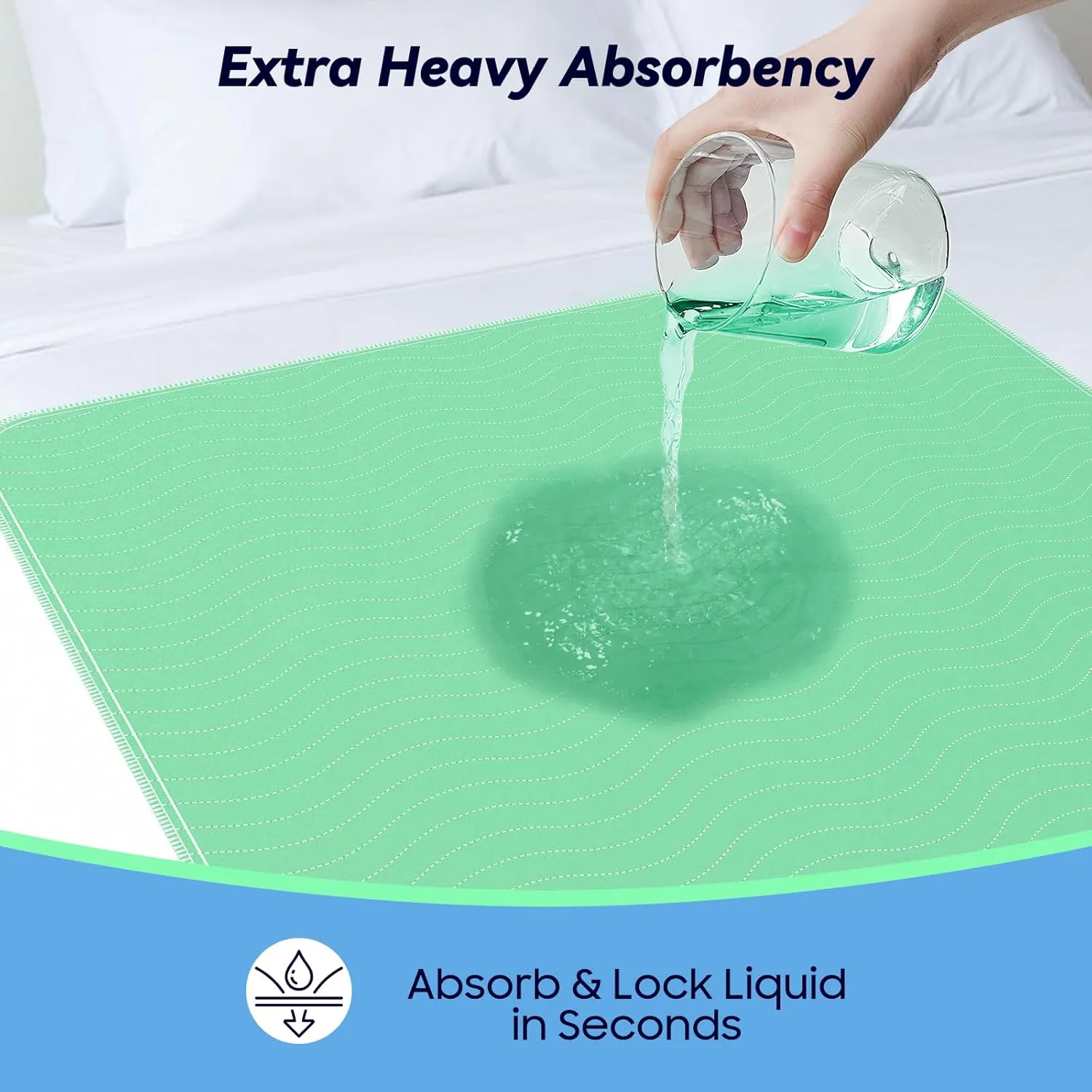 4 Pack 36” x 54” Extra Heavy Absorbency Washable Underpads, Waterproof Nursing Pads Incontinence Bed Pads, Reusable Washable Pee Pads for Dogs, Diaper Changing & Adults, Mattress Protector