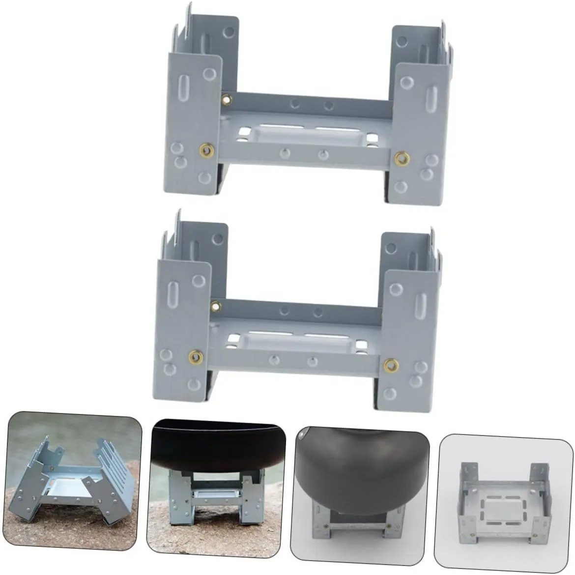 4 Pcs Foldable Wood Burning Camp Stove Folding Mini Backpacstove Cookware Camping Stove/Sier*3Pcs/9.8 * 7.5Cm*3Pcs