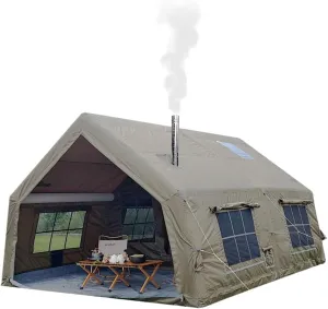 4 Season Air Tent Glamping Tent with Separate Living and Sleeping Area,Waterproof Pop-Up Tent with Pump and Stove Jack Hole,8-10 Person Camping Tent,Quick Set up