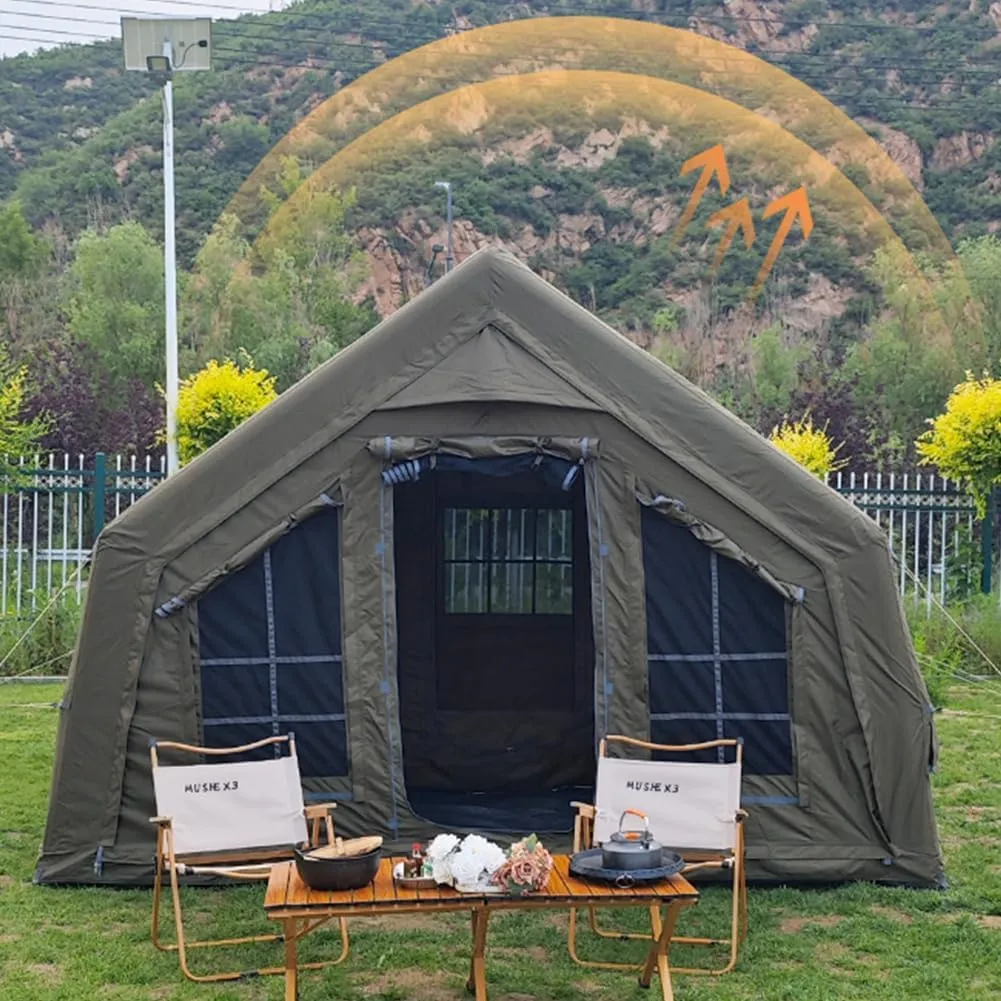 4 Season Air Tent Glamping Tent with Separate Living and Sleeping Area,Waterproof Pop-Up Tent with Pump and Stove Jack Hole,8-10 Person Camping Tent,Quick Set up