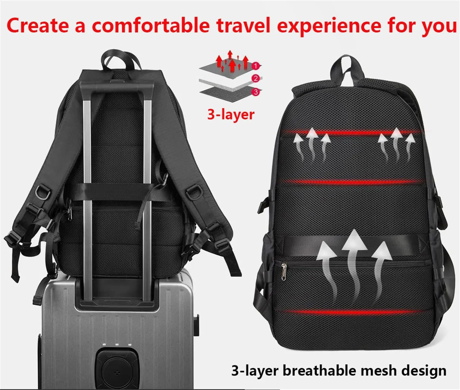 40L Waterproof Lightweight Hiking,camping,travel Backpack for Men/Women (Black,40L)