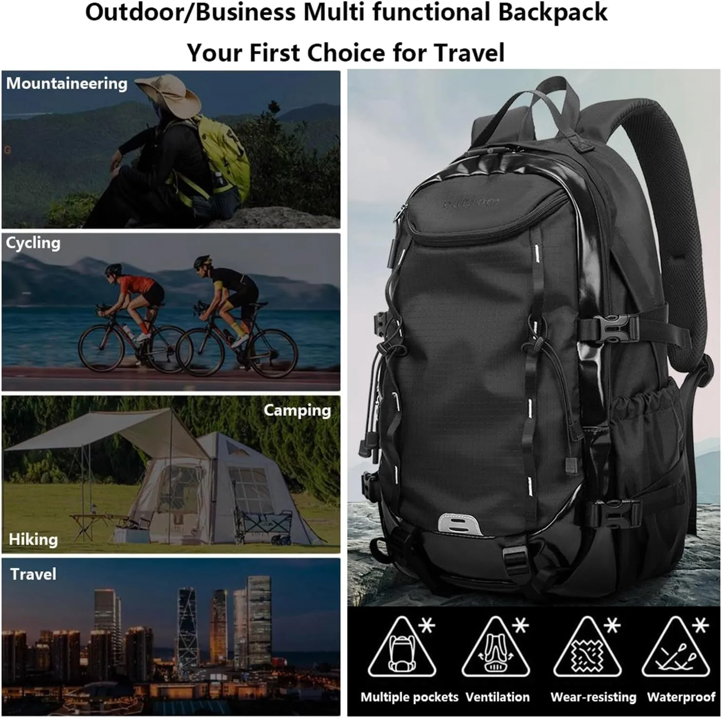 40L Waterproof Lightweight Hiking,camping,travel Backpack for Men/Women (Orange,40L)