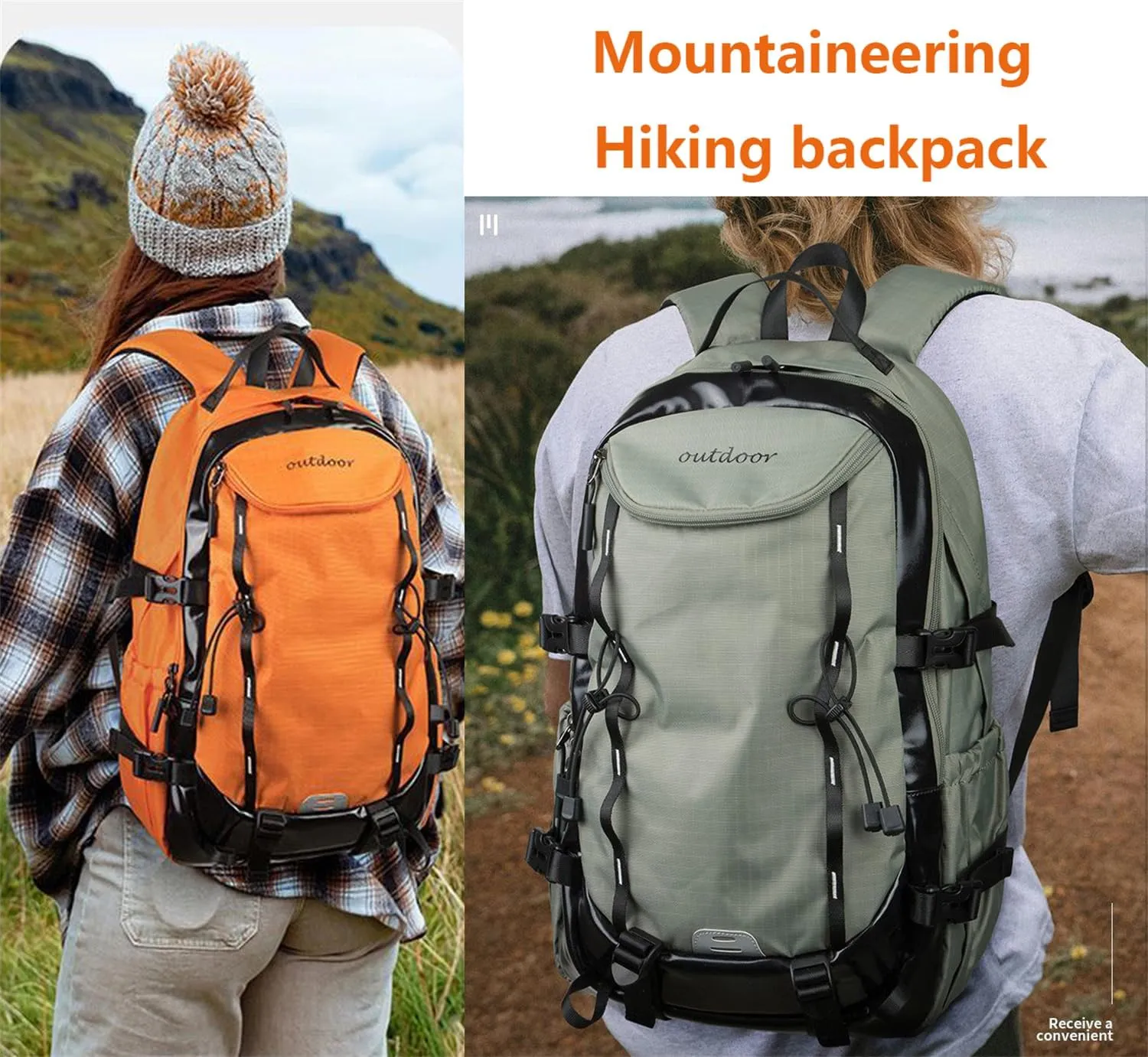 40L Waterproof Lightweight Hiking,camping,travel Backpack for Men/Women (Orange,40L)