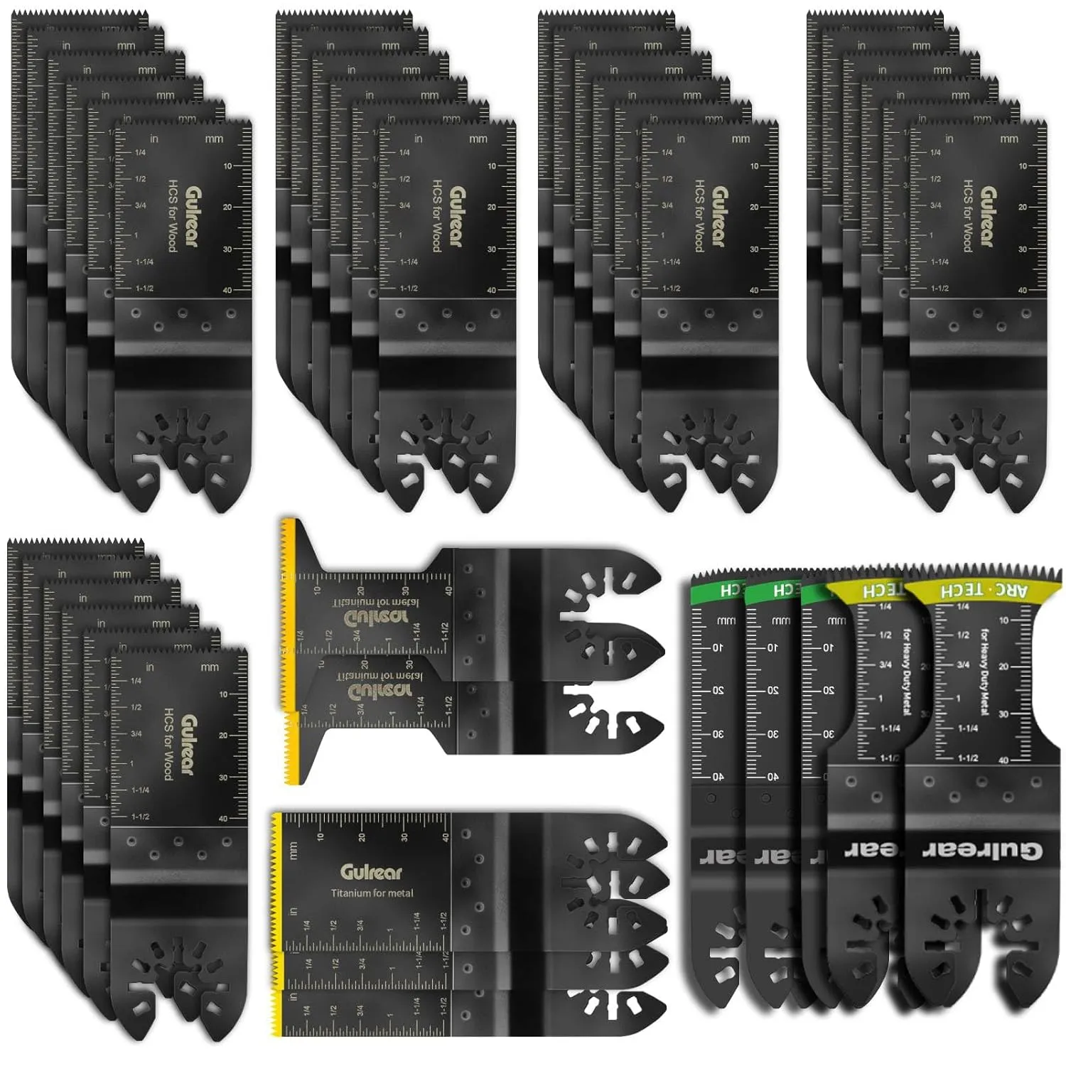 40PCS Multitool Blades kit Includes Titanium Multi Tool Blades Use in Wood Plastics Metal Cutting Removing Oscillating Blades with Quick Release Ideal Oscillating Tools Name Brands Replacement Blades