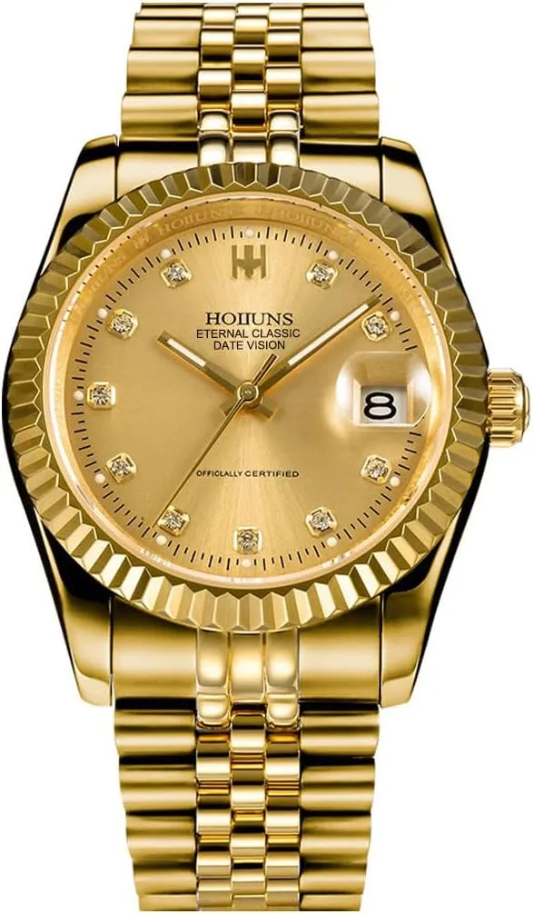 41MM Mens Gold Plated Automatic Watches with Date