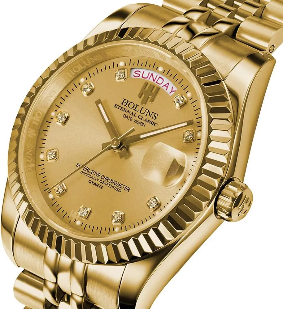 41MM Mens Luxury Quartz Watch with Calendar Luminous Waterproof Wrist Watches