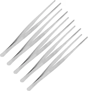430 Stainless Steel Tweezers Straight Multi Purpose Tweezers Flat Round Tip for Succulent Plants Splinter Facial Ingrown Hairs Removal Daily Beauty Tool