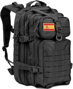 45L Large Tactical Backpack Molle System Durable Oxford Hiking Camping Backpack Air Cushion Belt Unisex Daypack (B096-BLACK)
