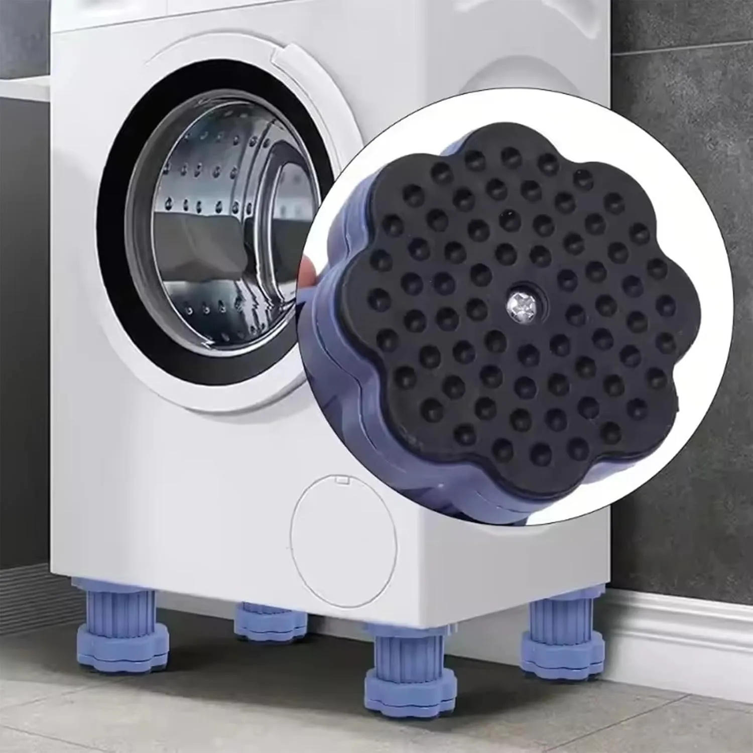 4/8Pcs Universal Heightening Shock-Absorbing Anti-Slip Base for Washing Machines and Refrigerators, Washing Machine Vibration Absorber Support Stands (4Pcs)