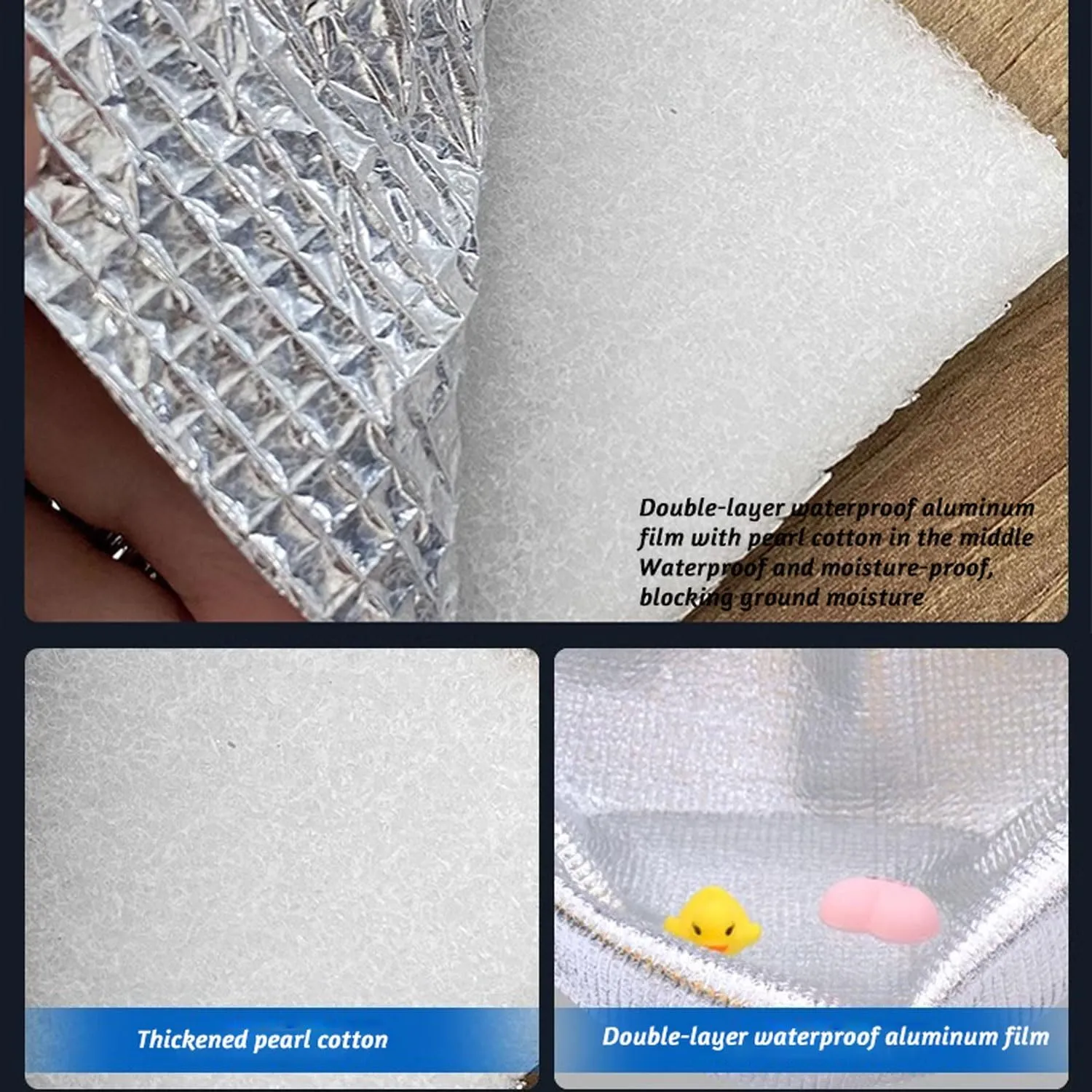 4mm Camping Mat Foam Foil Blanket for Camping Foam Pad Insulating Foil Mat Waterproof Double-Sided Moisture-Proof Foldable Sleeping Tent Pad Thermal Aluminum Camping mat for Reflecting Heat