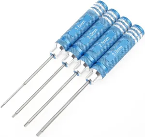 4pcs Aluminum Allen Hex Screwdrivers Key Driver Tool Set 1.5mm 2mm 2.5mm 3mm for RC Multi-Axis FPV Racing Drone RC Quadcopter Helicopter RC Car Models