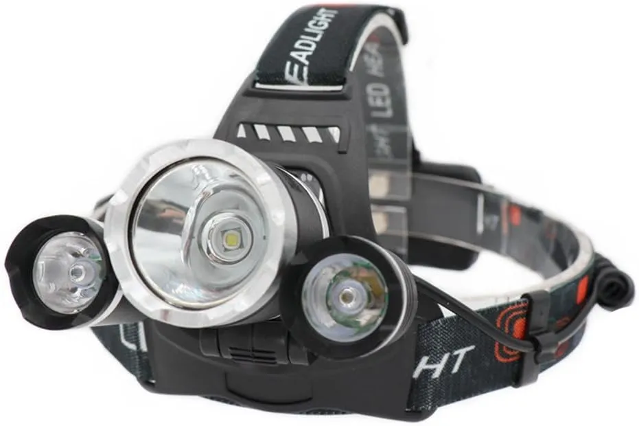 5000 Lumens Max Headlamp,3 LED 4 Modes headlight, Hands-free water-resistant Flashlight, Power Bank, Rechargeable Led head lamp for Outdoor Sports Not included 2 Lithium Batteries (Black)