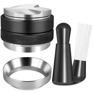 51mm Espresso Accessories Kit, Coffee Distributor and Tamper Leveler, WDT Tool and Dosing Funnel Set Fits 51 mm Espresso Machines and Portafilters