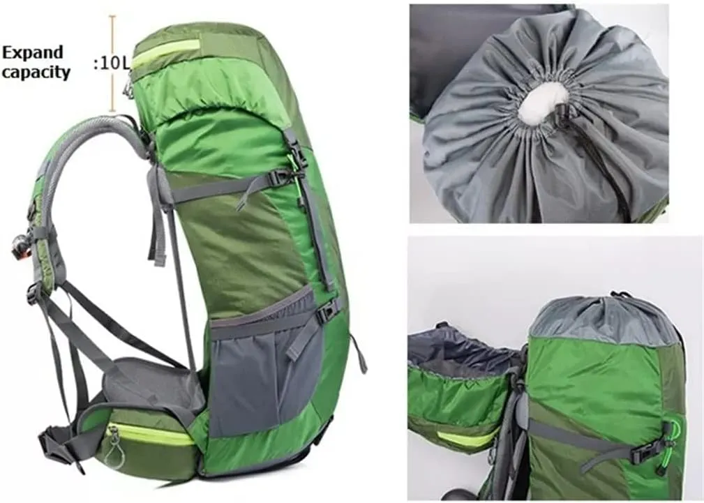 55L Hiking Outdoor Bag Travel Backpack Wear Resistant Sports Backpack with Rain Cover(D)