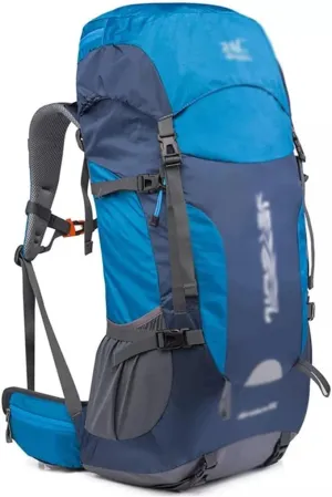 55L Hiking Outdoor Bag Travel Backpack Wear Resistant Sports Backpack with Rain Cover(D)