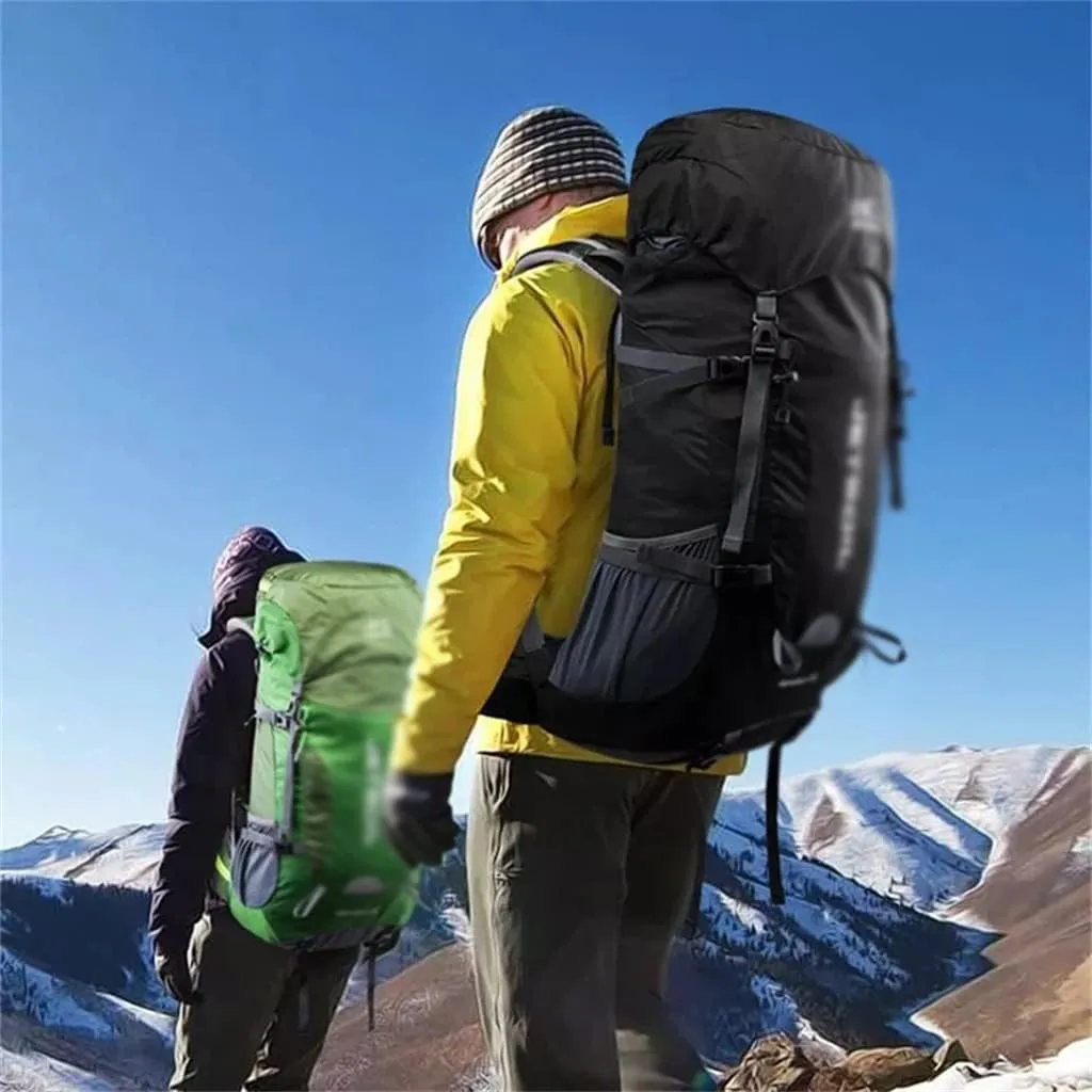 55L Hiking Outdoor Bag Travel Backpack Wear Resistant Sports Backpack with Rain Cover(D)