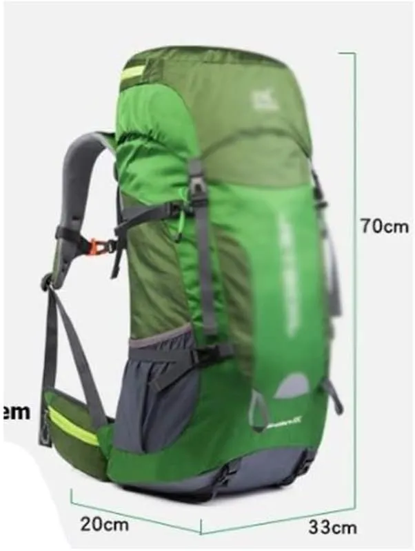 55L Hiking Outdoor Bag Travel Backpack Wear Resistant Sports Backpack with Rain Cover(D)