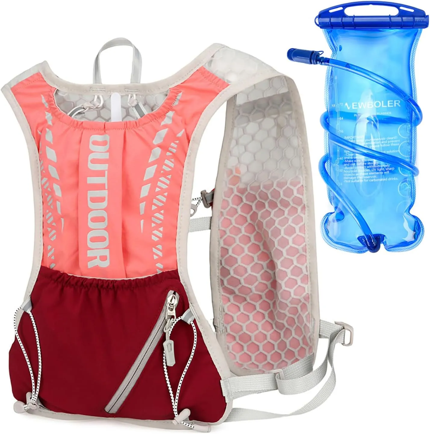 5L Hydration Backpack for Men - Lightweight Running Vest with 1.5L Water Bladder, Water Backpack for Hiking, Running, Biking, and Raves- Reflective Design, Adjustable Straps