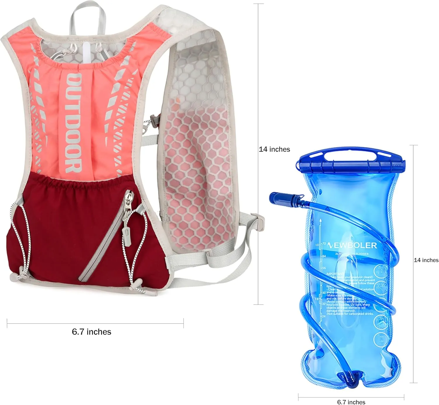 5L Hydration Backpack for Men - Lightweight Running Vest with 1.5L Water Bladder, Water Backpack for Hiking, Running, Biking, and Raves- Reflective Design, Adjustable Straps