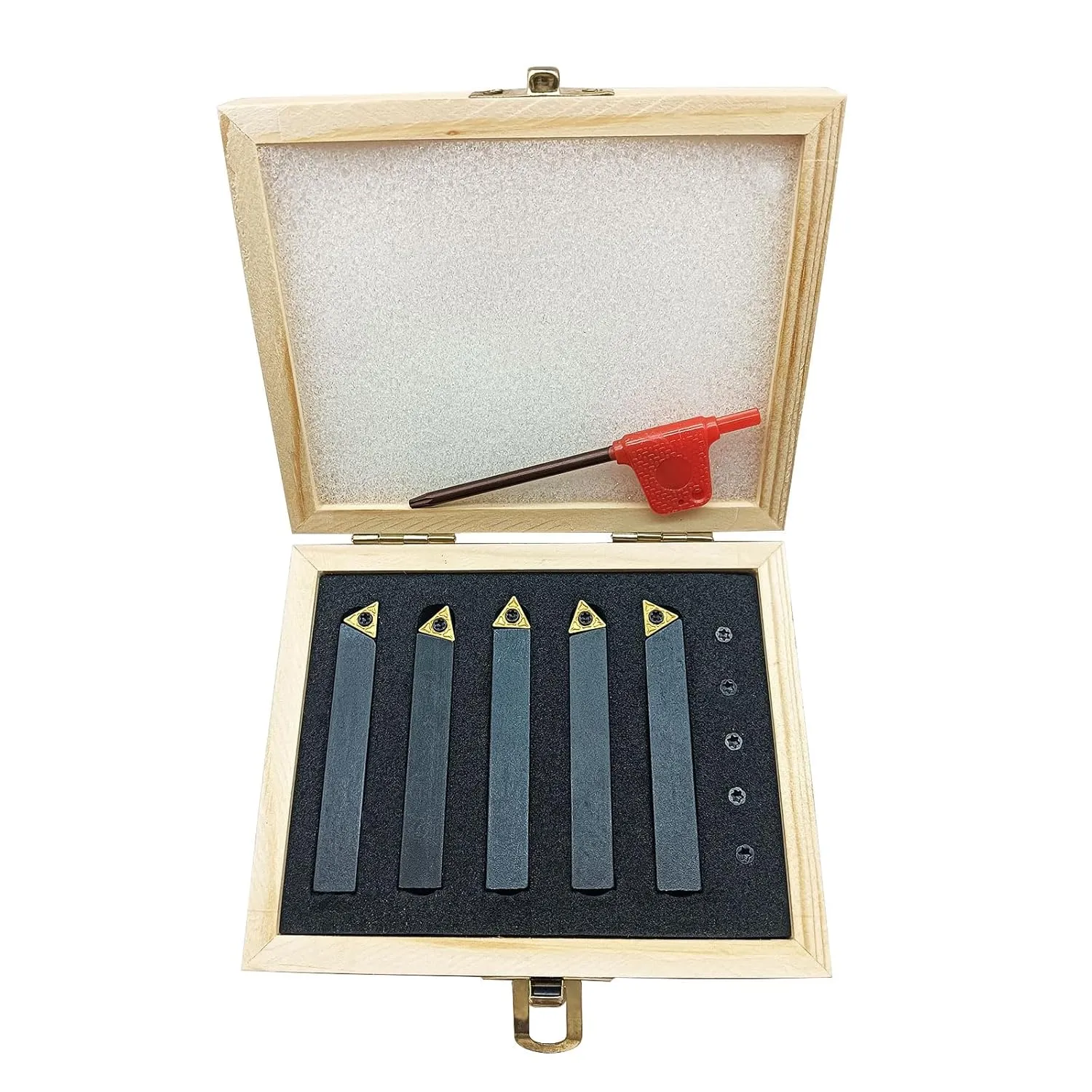 5pcs 1/2inch Shank Turning Tooling Bit Holder Set with TCMT16T304 TCMT32.51 Inserts Turning Inserts Indexable Carbide Insert for Steel, Stainless Iron and cast Iron (TCMT16T304 1/2" Holder)