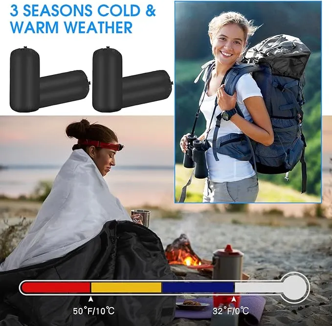 6 Pack Sleeping Bags for Adults Sleeping Bags 4 Season Warm Envelope Sleeping Bags Lightweight Waterproof Sleeping Bags with Compression Sack for Outdoor Camping Backpacking Hiking