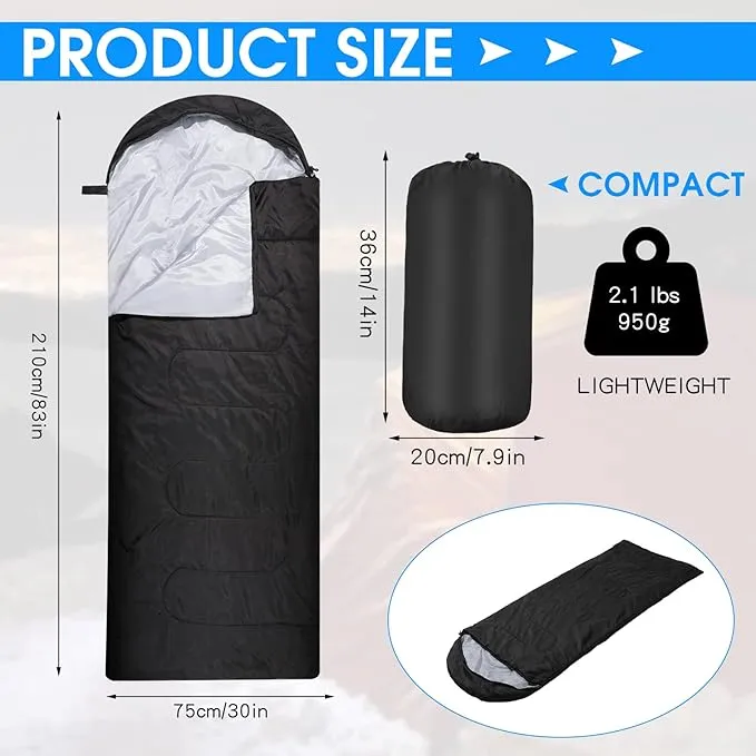 6 Pack Sleeping Bags for Adults Sleeping Bags 4 Season Warm Envelope Sleeping Bags Lightweight Waterproof Sleeping Bags with Compression Sack for Outdoor Camping Backpacking Hiking