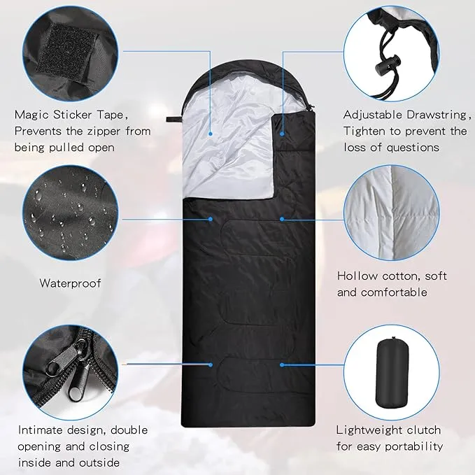 6 Pack Sleeping Bags for Adults Sleeping Bags 4 Season Warm Envelope Sleeping Bags Lightweight Waterproof Sleeping Bags with Compression Sack for Outdoor Camping Backpacking Hiking