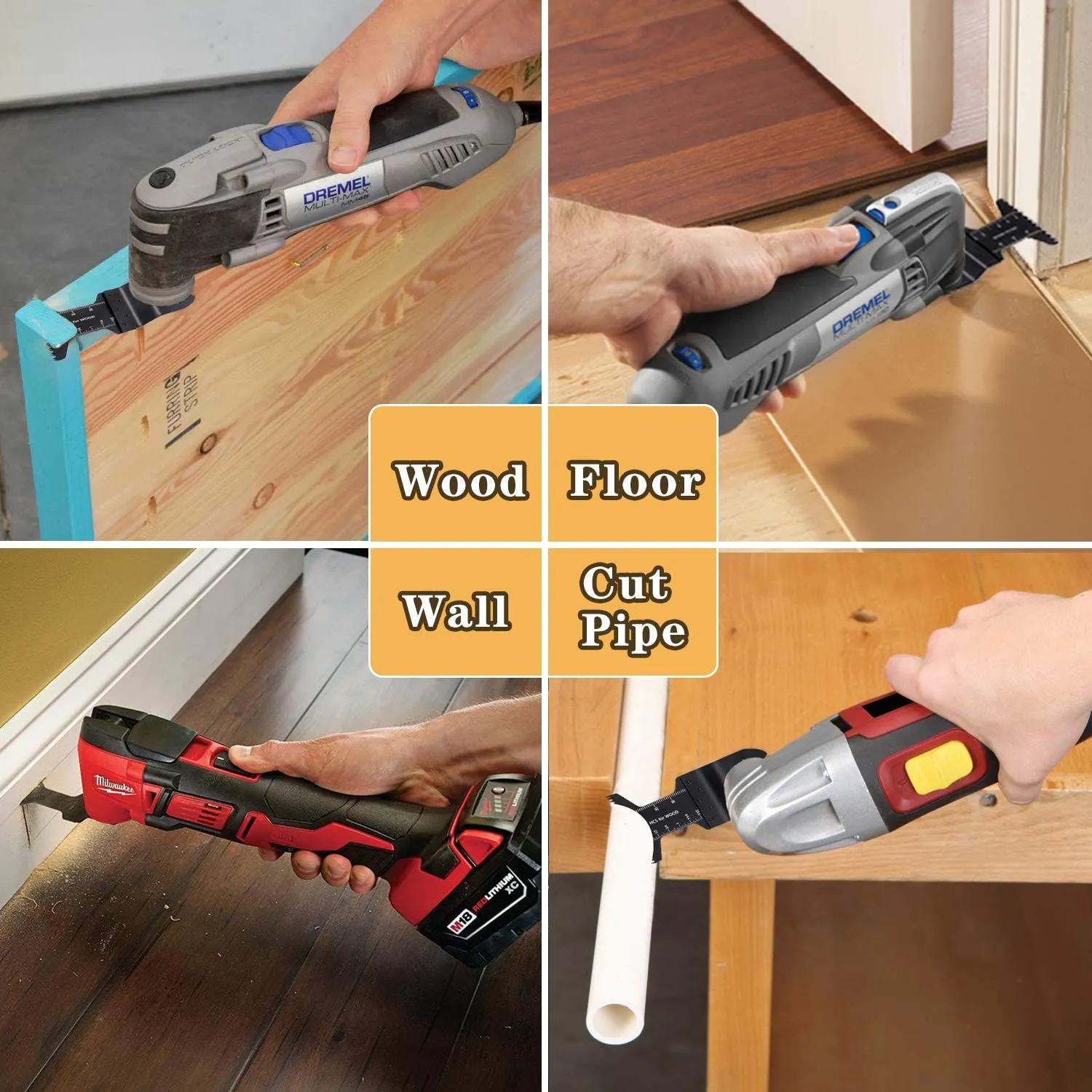 60 Oscillating Tool Saw Blades Multitool Quick Release Saw Blade Kit for Cutting Wood Plastic Soft Metal Fit Dewalt Makita Fein Multimaster Ryobi Bosch Milwaukee Chicago Craftsman (60 Pack)