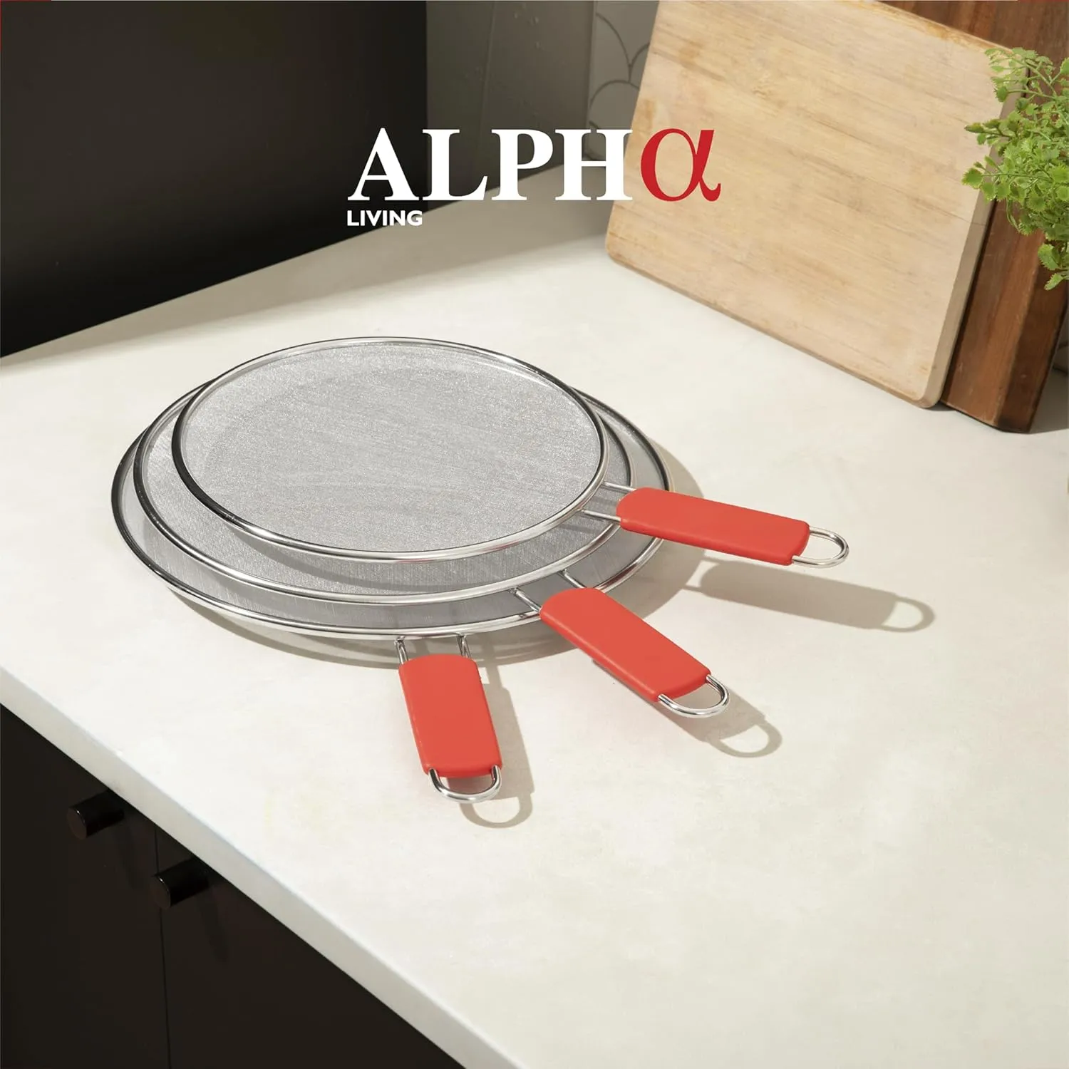 60134ST Set of 3 Splatter Screens – 13", 11.5", and 9.5" Stainless Steel Fine Mesh, Comfort Grip Handles – Grease & Oil Guard for Frying Pans, Boiling Pots, Safe Cooking Lid Set of 3