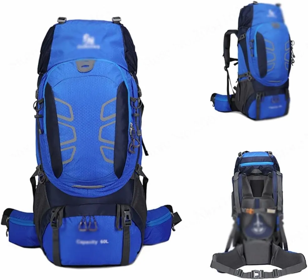 60L mountaineering hiking outdoor men's and women's bag camping mountaineering backpack travel bag(C)