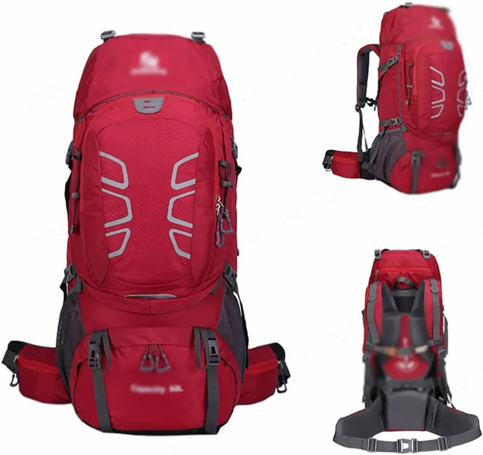 60L mountaineering hiking outdoor men's and women's bag camping mountaineering backpack travel bag(C)